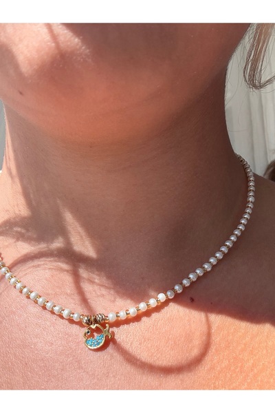 JEWELRY Fish Detailed Pearl Model Necklace Handmade