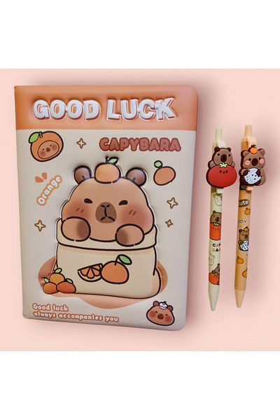 izmir yazici servis Capybara Memory Book Set of 2 0.7 Tip Pencil Gift Set Memory Diary Capybara Pufudik Cover
