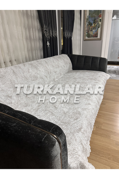 turkanlarhome Husă pentru canapea cu model crem cu vene, bază anti-alunecare și partea superioară din burete, catifea 170x210