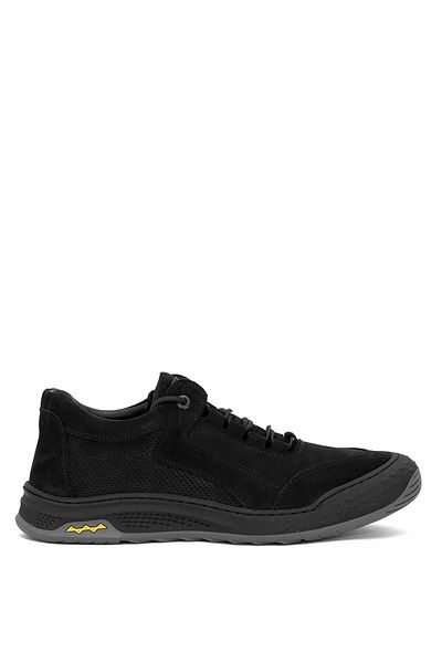 Ayakkabı Fuarı Elit 25YNbl4029N Ανδρικά παπούτσια casual από γνήσιο δέρμα Nubuck Μαύρα