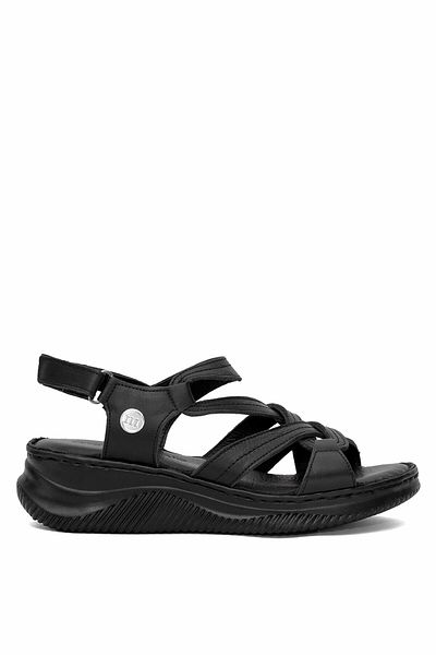 Mammamia Sandale cu toc din piele naturală neagră pentru femei D25ys-2265