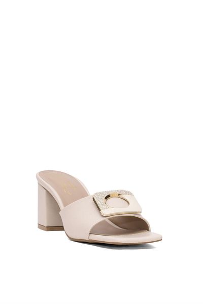 Ayakkabı Fuarı Women's Heeled Slippers - Elit Cmr445C Beige