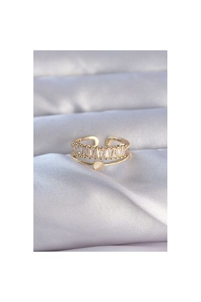 Skygo Gold Colored Brass Zircon Stone Waterway Ring - Adjustable Model TJ-BYK3229