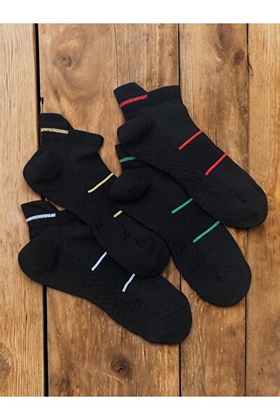 4 Pairs Black White Gray Striped Supported Breathable Women's Sports Booties Socks High Quality