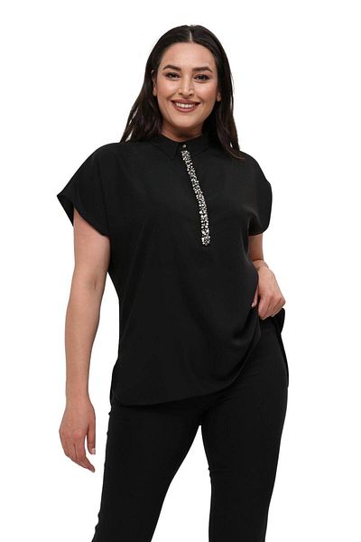 Hanezza Jesica Fabric Plus Size Women's Blouse - Stylish Design with Pat Bead Detail