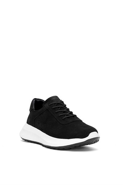 Ayakkabı Fuarı Elit 25YNbl5002N Ανδρικά παπούτσια casual από γνήσιο δέρμα Nubuck Μαύρα
