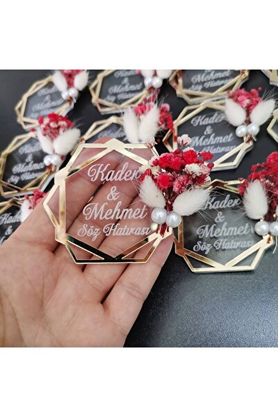 Gezer Nikah Şekeri Doğal Kuru Çiçekli R Pleksili Magnet (20 ADET)