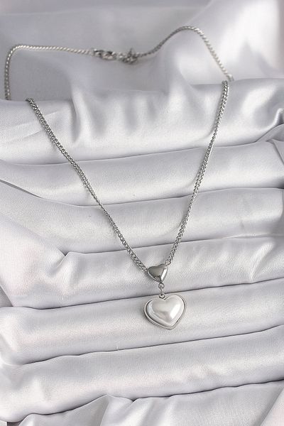 Skygo 316L Steel Silver Color Chain 3D Heart Model Women's Necklace - Tj-Bko9771
