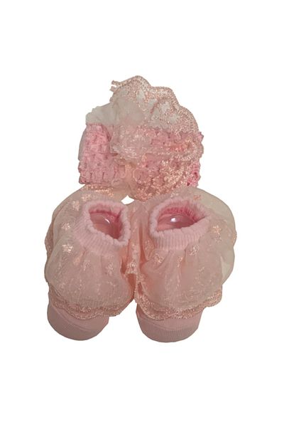 Generic Baby Socks with Headband - Pink