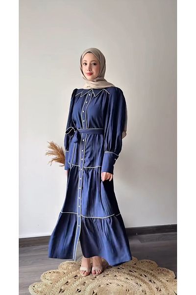 SERAH BUTİK Silvery Detailed Belted Dress