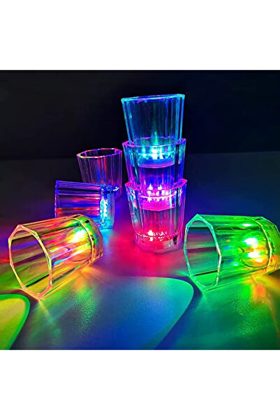 Skygo Renkli Led Parlayan Fiber Optik Glow Işıklı Bardak 5,5 x 5,5 cm