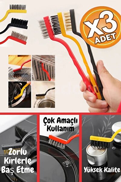 Felyra 3'lü Set Tel Fırça Yağ Kir Pas Sökücü Temizlik Seti Mutfak Fırın Ocak ...