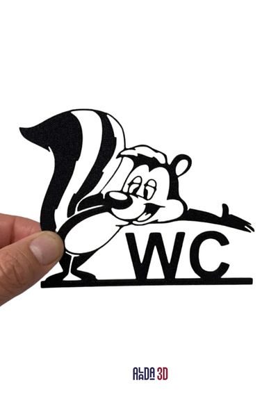 epoksi Cute Squirrel - Wc Door Sign - 3D Black