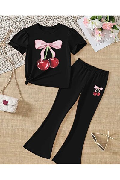 VESTIR BIEN Детски комплект от 100% памук с принт на череши, състоящ се от пр...