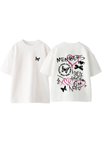 Anetos Τα μέλη λατρεύουν το μπλουζάκι Design Back με τύπωμα Cotton White oversized