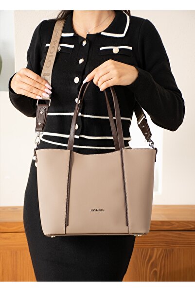 Just Polo Anna New Season Textured Fabric 3 Compartment Women Shoulder Bag