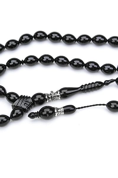 Skygo Oltu Stone Beyzi Cut Silver Nakkaş Carved İmame Rosary