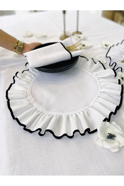 KaiHome Shine Green 6L țesătură de in Supla rotundă cu nervuri negre