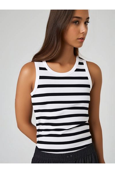 MİO ESTİLO Novelle Wide Strap Ribbed Tank Top