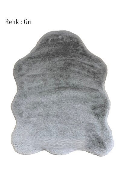 Saray Life Tavşan Tüyü Peluş Post Süet Tabanlı Gri Renk Ultra Yumuşak Post Pu...