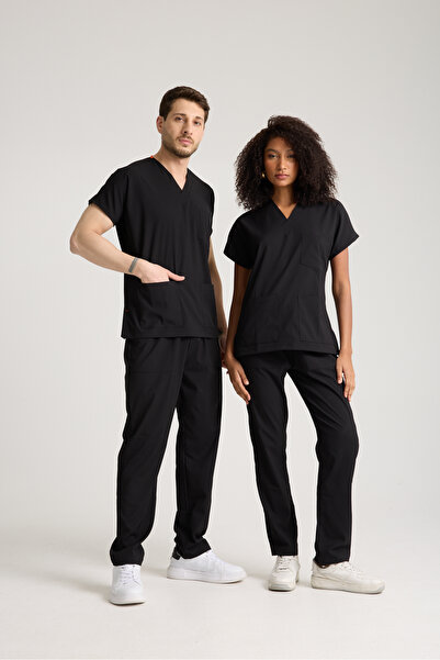 PandaForma Crna likra unisex uniforma sa šišmiš rukavima za medicinske sestre...