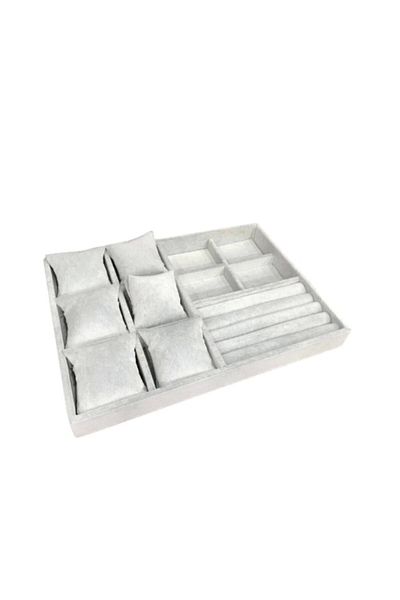 Aydın Decor Local Suede Gray Multiple Jewelry Stand Box Table (aydındecor)