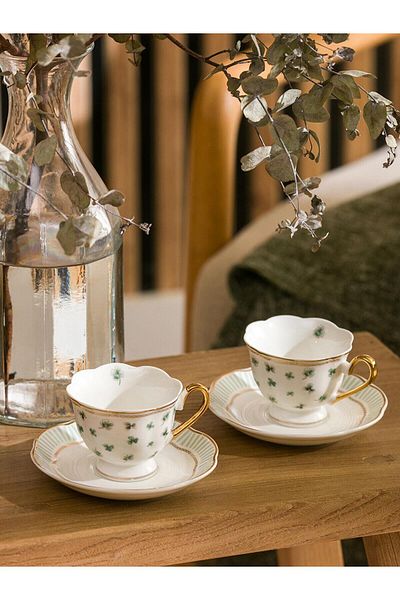 LC Waikiki Lcw Accessories Printed 2-Person Porcelain Coffee Cup Set