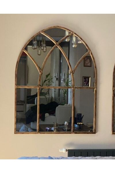 artglass vitray Metal Görünümlü Ahşap Eskitmeli Ayna (95 X 130)