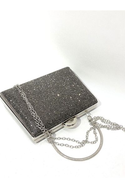 womenacs Platinum Color Stone Stylové večerní šaty Clutch Portfolio Řetízkový popruh Svatební zásnubní večerní kabelka