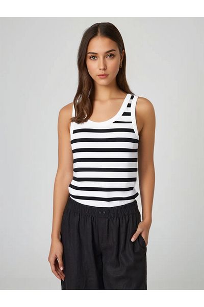MİO ESTİLO Novelle Wide Strap Ribbed Tank Top