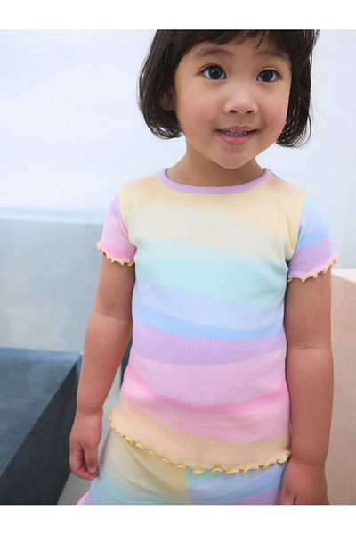 Next Baby Pastel Rainbow - Short Sleeve Ribbed T-Shirt and Flare Cotton Leggings Set