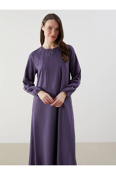 LC Waikiki Lcw grace purple bicycle collar patterned a-line dress