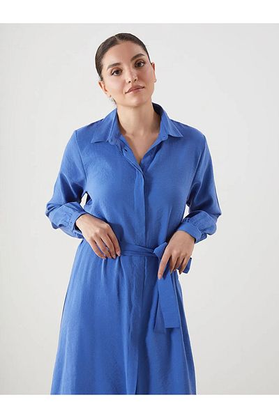 LC Waikiki LCWAIKIKI Rochie cămașă pentru femei în amestec modal albastru clasic