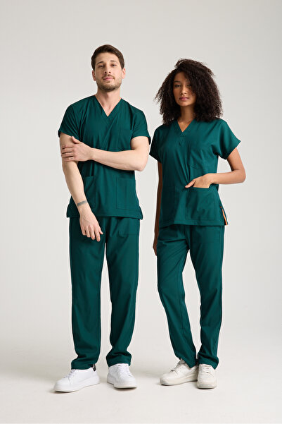 PandaForma Hunter Green Sa likrom Unisex uniforma sa šišmiš rukavima za medic...