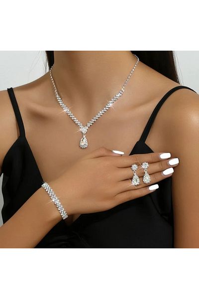 Mihra Aksesuar Waterway necklace, earrings, bracelet, triple set.