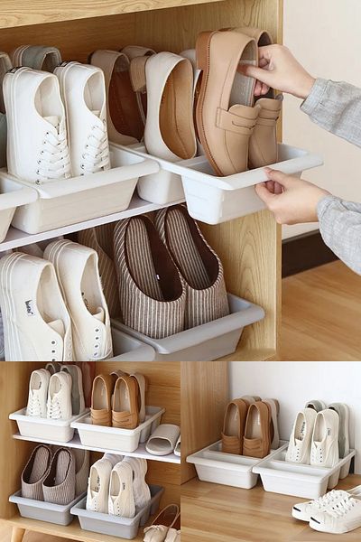 Hesaplı Kasa 3-Compartment Shoe Organizer, White