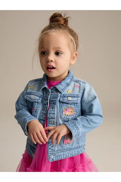 Next Baby Medium Blue Denim - Unicorn Western 100% Cotton Denim Jacket