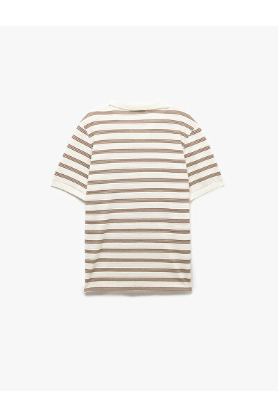 Koton Μπλουζάκι με κοντό μανίκι βαμβακερό με κανονική εφαρμογή ριγέ γιακά πόλο