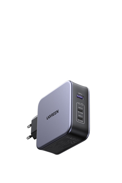 Ugreen Nexode GaN 3 Portlu 2xUSB-C, 1xUSB-A QC 4.0 PD 3.1 Uzay Grisi 140W Hızlı Şarj Cihazı