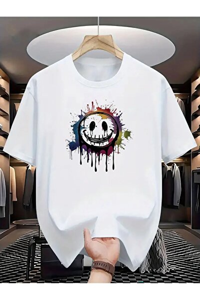 LAND MODA Tricou cu imprimeu pentru bărbați, cu gât rotund, la modă, „Graffit...