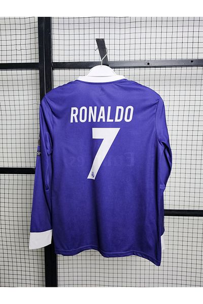 Lion Spor Cristiano R'onaldo 2017 Cardiff Μωβ μακρυμάνικη φανέλα ποδοσφαίρου ενηλίκων R.Madrid