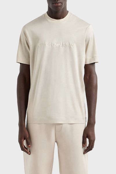 Emporio Armani Λογότυπο Κεντημένο Βαμβακερό Μπλουζάκι με κανονική εφαρμογή Ανδρικό T SHIRT EM 001070   AF13747