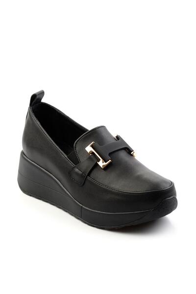 Bambi Siyah Leather Kadın Dolgu Topuklu Ayakkabı K01586417303