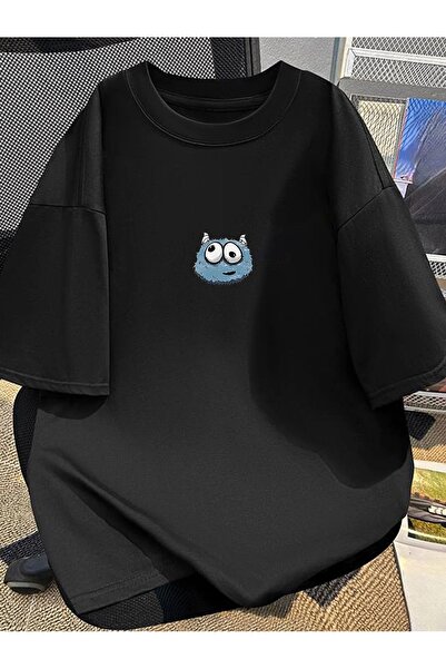 LAND MODA Tricou drăguț din bumbac cu grafic Blue Monster pentru bărbați - Tr...