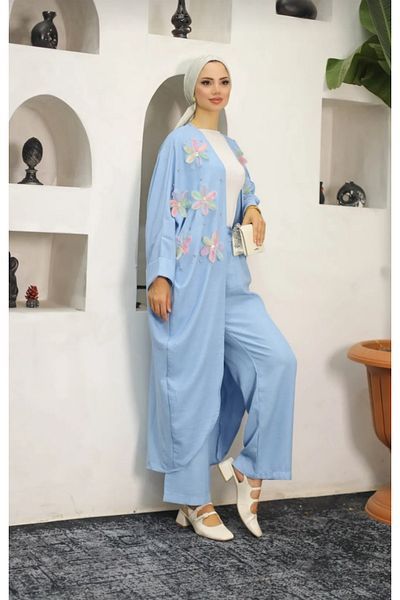 MEHRA Long Floral Kimono Suit