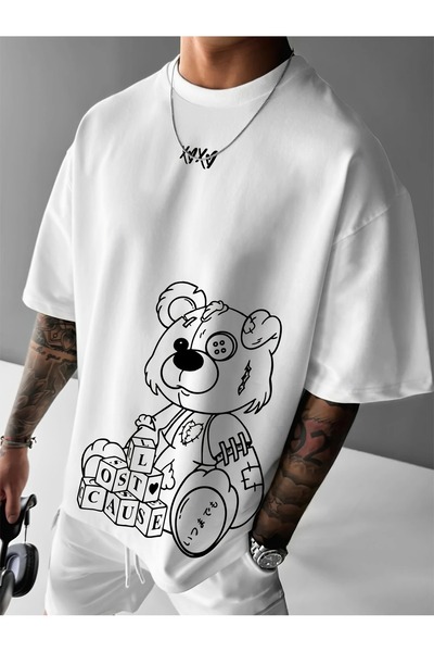 LAND MODA Tricou confortabil pentru bărbați, cu mânecă scurtă și imprimeu cu ...