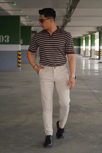 JACK CAPRİO Ανδρικό παντελόνι από βαμβακερό Lycra Stretch Waistband ποιότητας Old Money