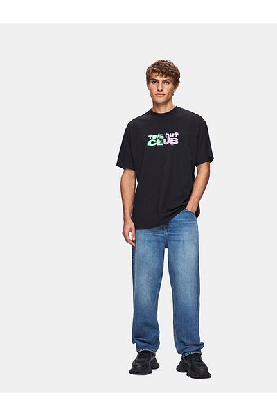 Ltb Crew Neck Short Sleeve Printed Regular Black T-Shirt