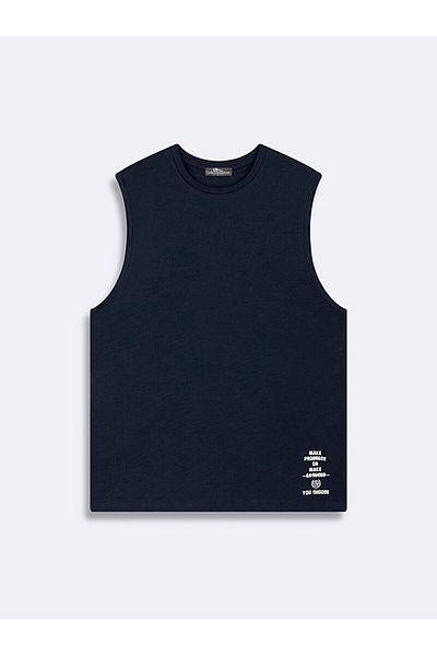 Ltb Μπλουζάκι Basic Αμάνικο Μίνι με στάμπα Navy Blue