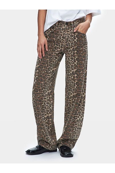 Ltb Pantaloni largi din denim Larrıe Leopard